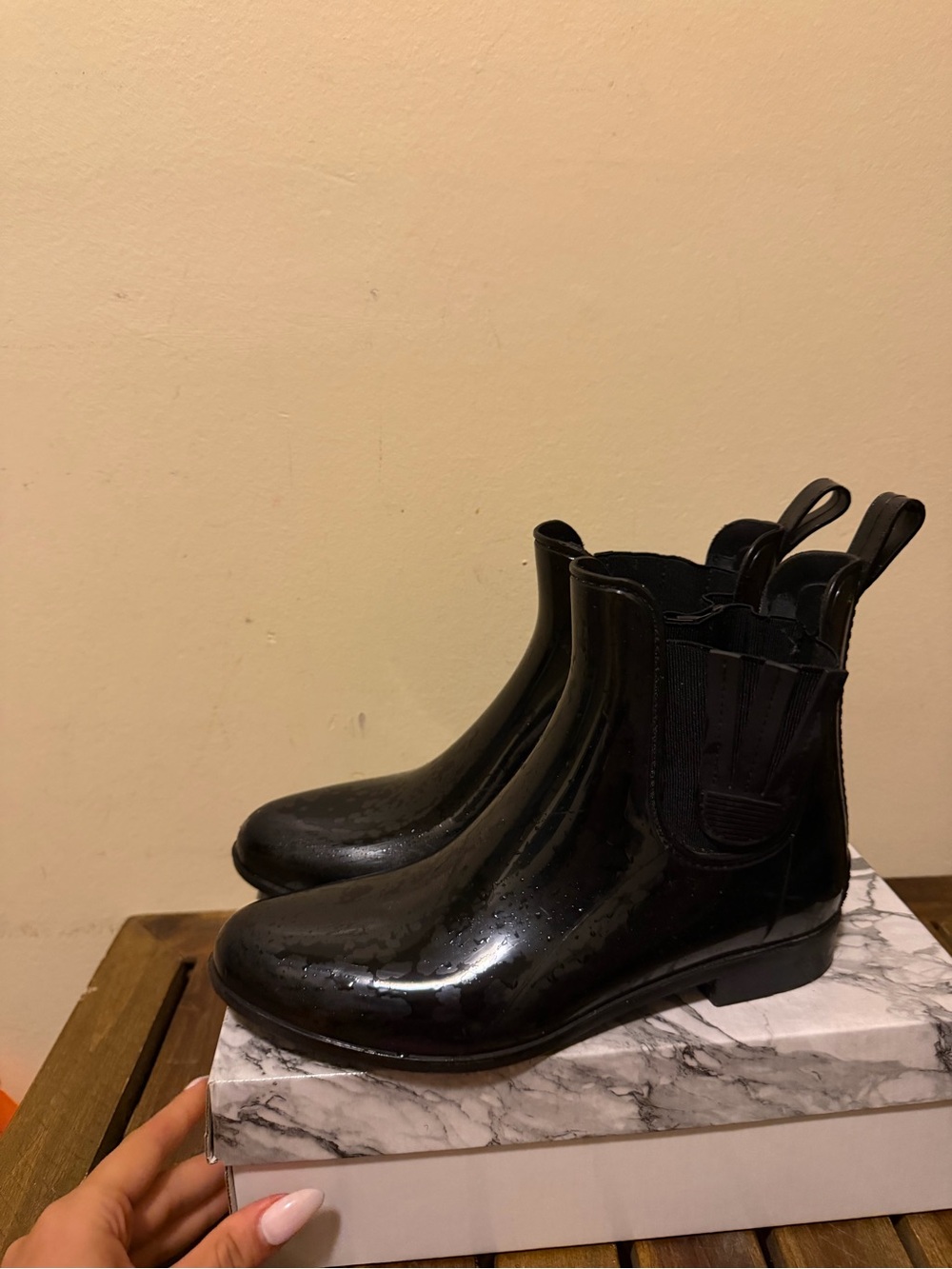 London Fog Women's Black Chelsea Rain Ankle Boots